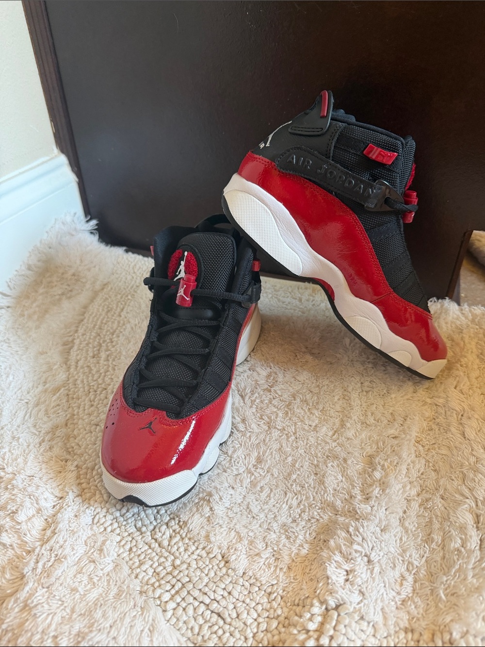 Nike Black & Red Air Jordans. Size kids 4Y- Womens 5-6